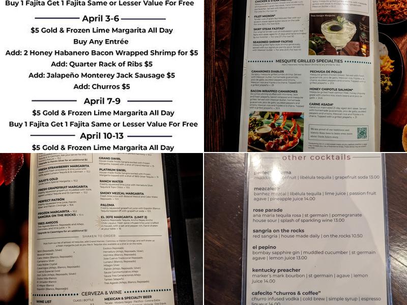 Uncle Julio's Mexican Restaurant Menu