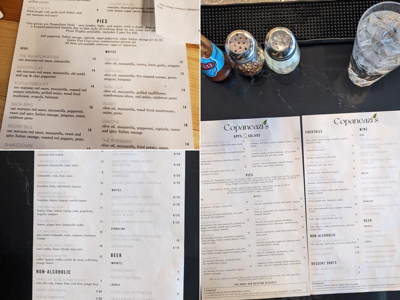 Copaneazi’s Pizzeria Menu
