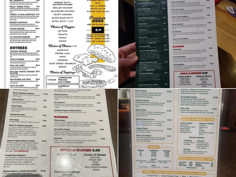 Midleton’s Bar and Grill Menu