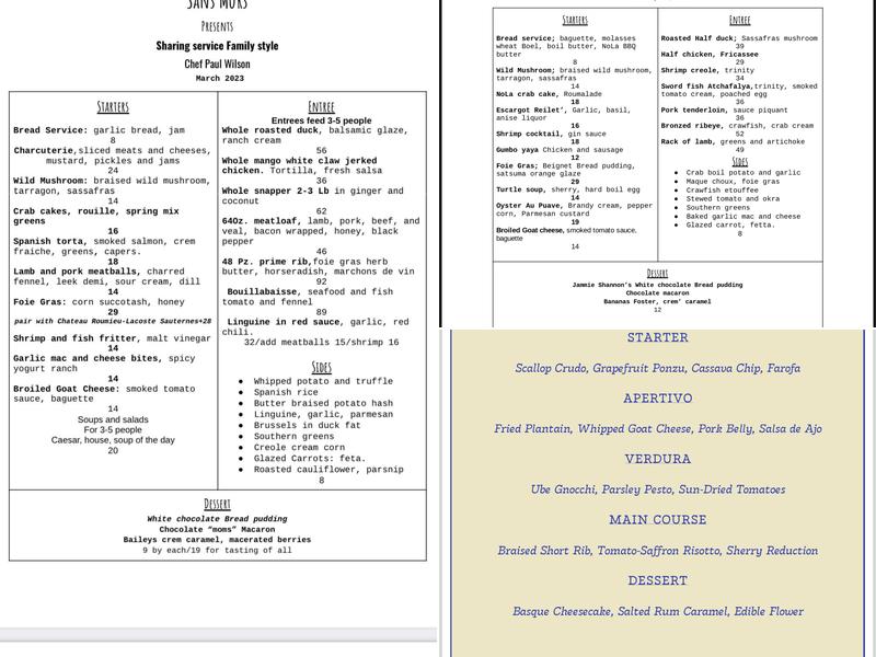 The Silo Event Center Menu