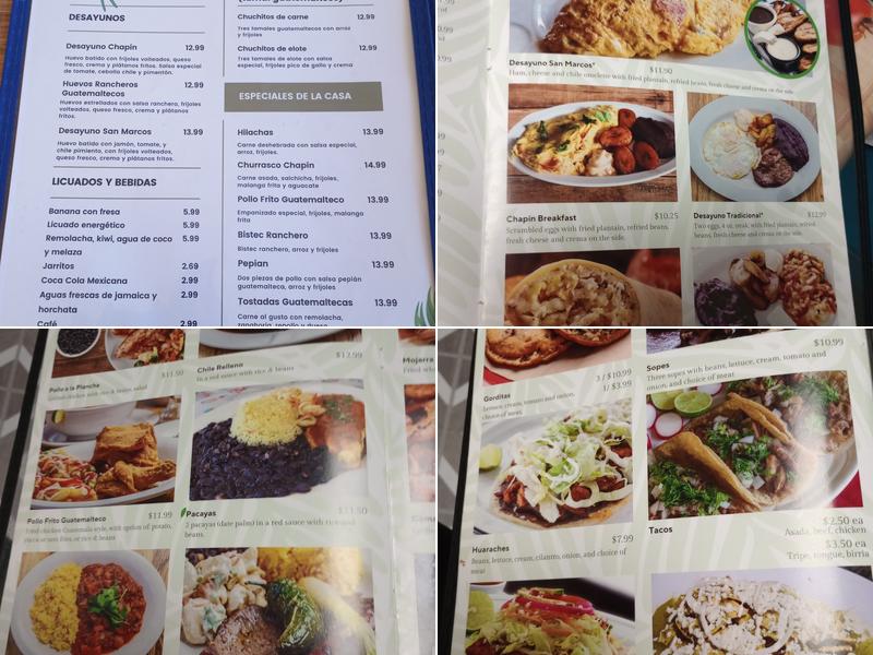 Cocina Guatemalteca Menu