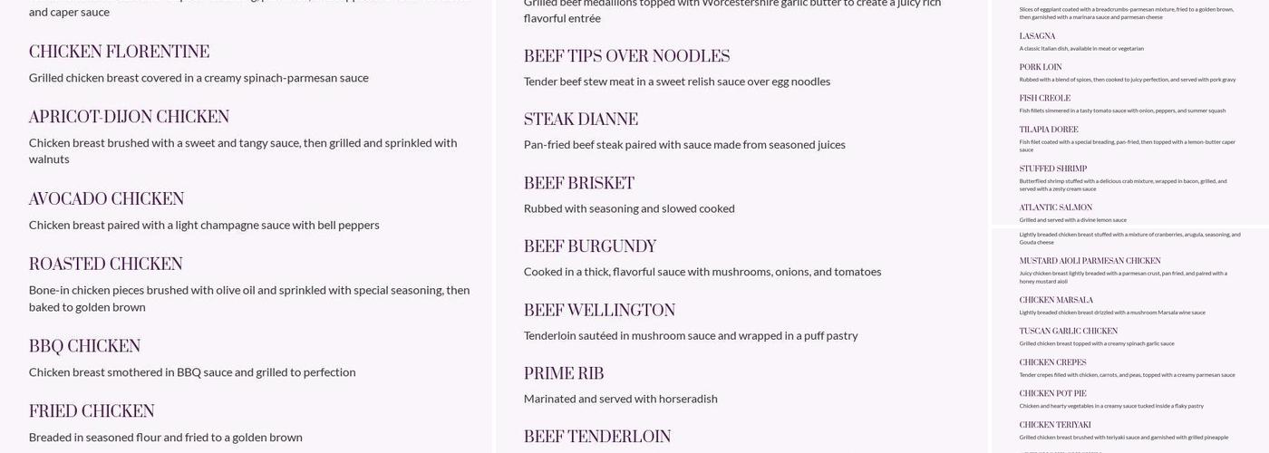 Just Catering By Orr Nalp Menu