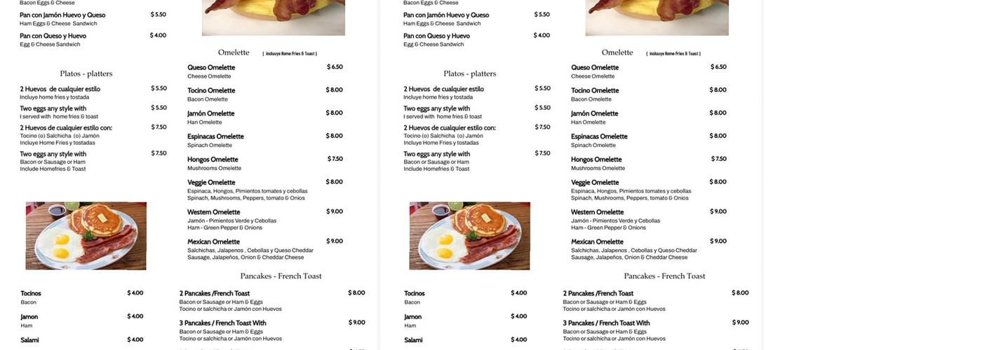 Torres Restaurant Menu