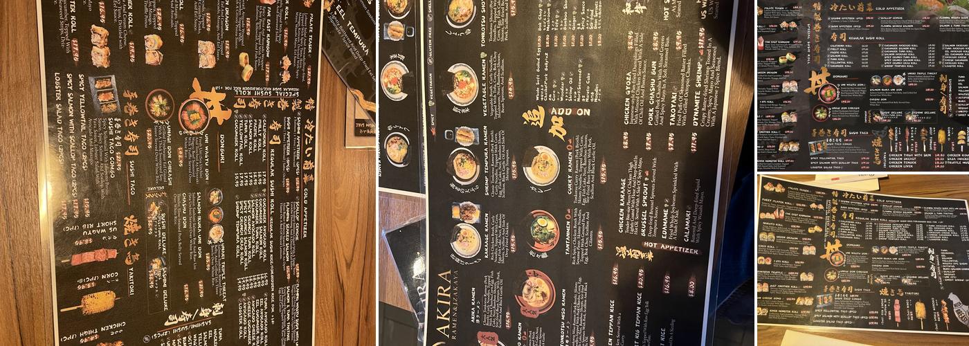 Akira Ramen Sushi & Izakaya Menu