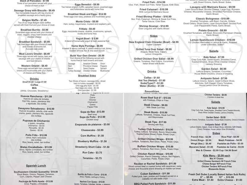 Miranda’s cafe Menu
