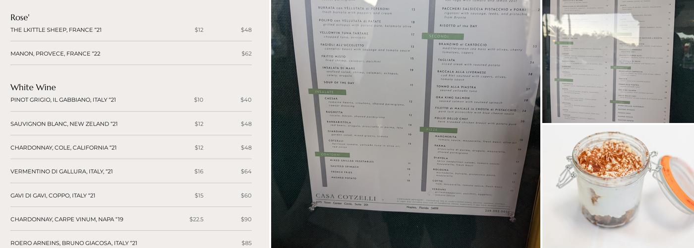 Casa cotzelli Menu
