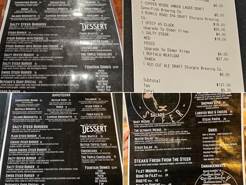 Salty Steer Menu
