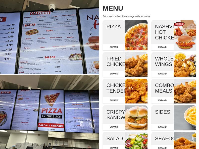 Saroki's Crispy Chicken & Pizza Menu