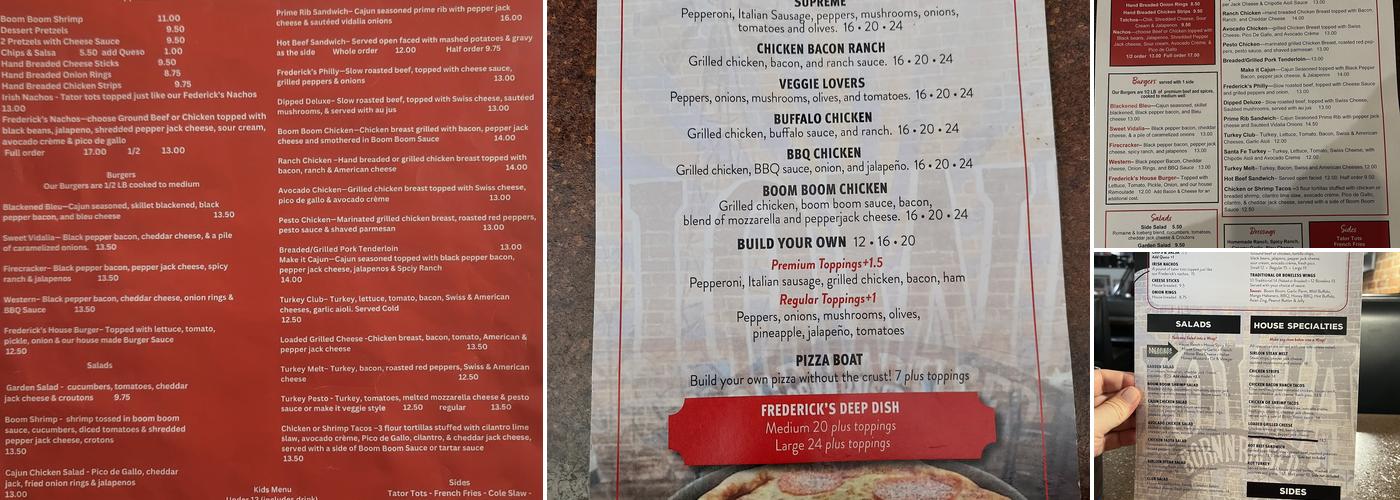 Frederick's Sips N Eats Menu