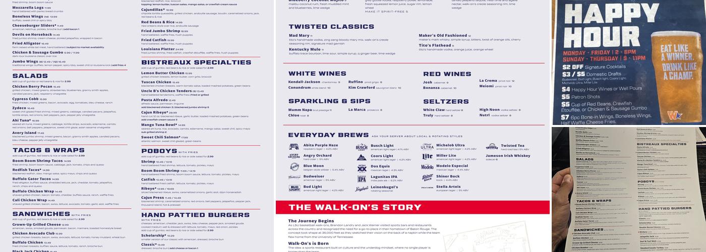 Walk-On's Sports Bistreaux - Webster, TX Menu