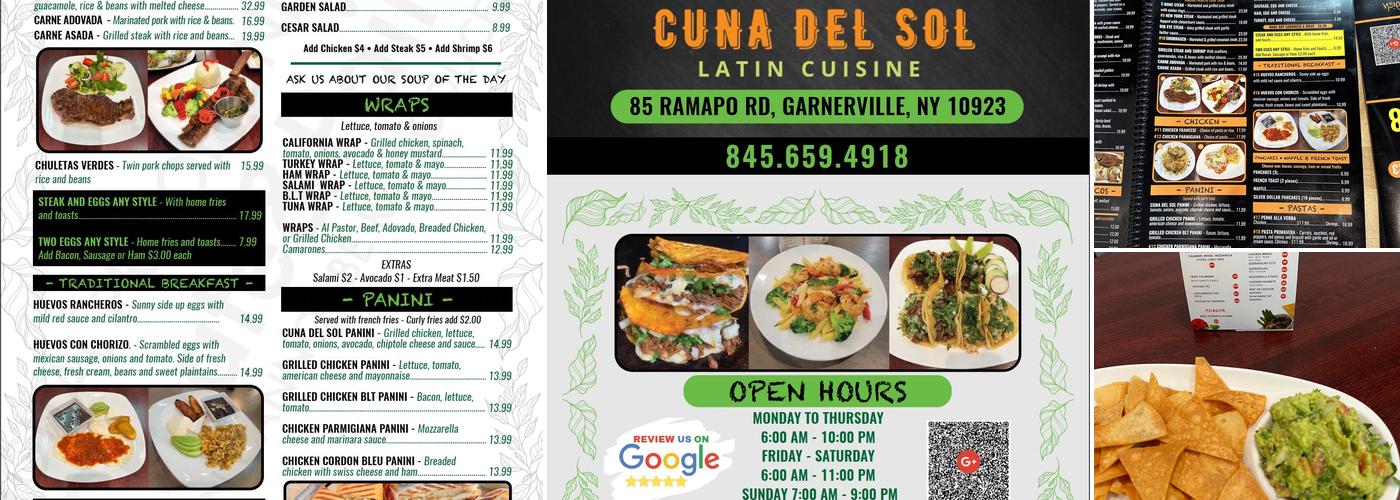 Cuna del Sol Menu