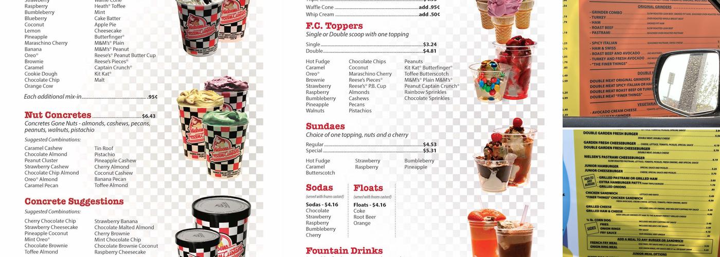 Nielsen's Frozen Custard Menu
