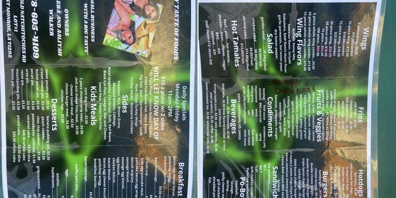 Raw taste of Foods Menu