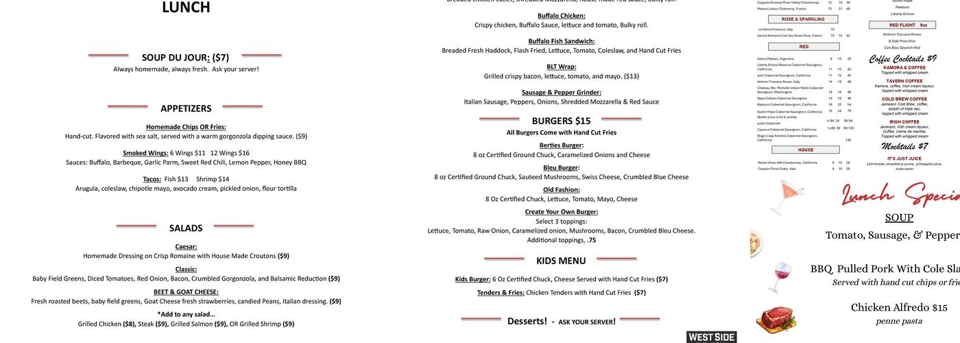 West Side Bar & Grill Menu