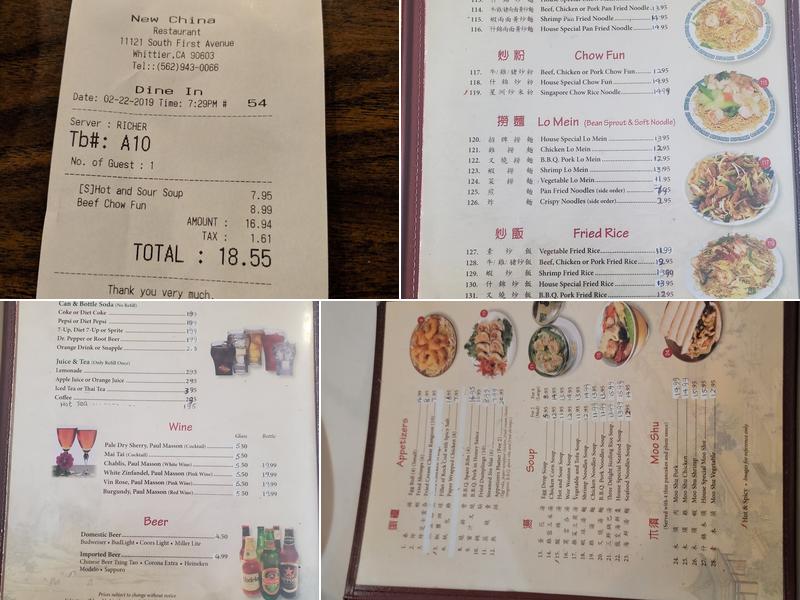 New China Restaurant Menu
