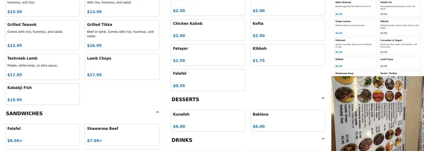 Kababji grill Menu
