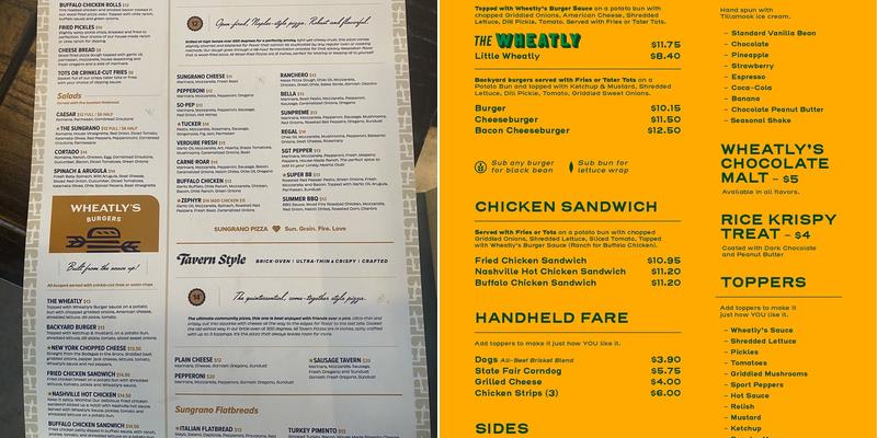 Wheatly's Menu