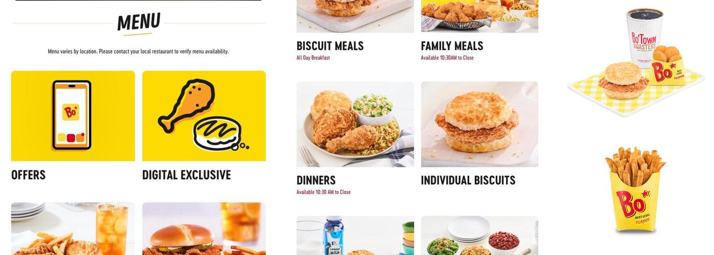 Bojangles Menu