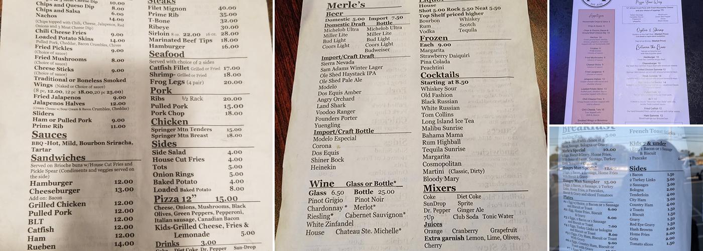 Merle’s Menu