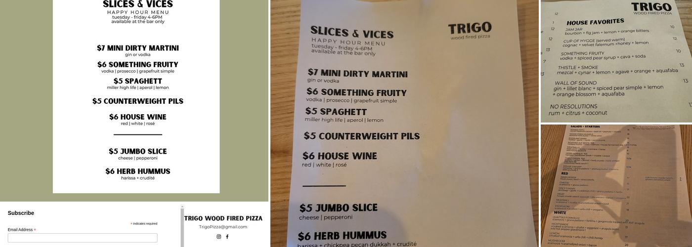 Trigo Wood Fired Pizza Menu