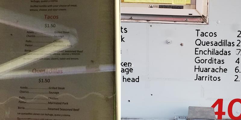 El Sabor De La Vida Menu