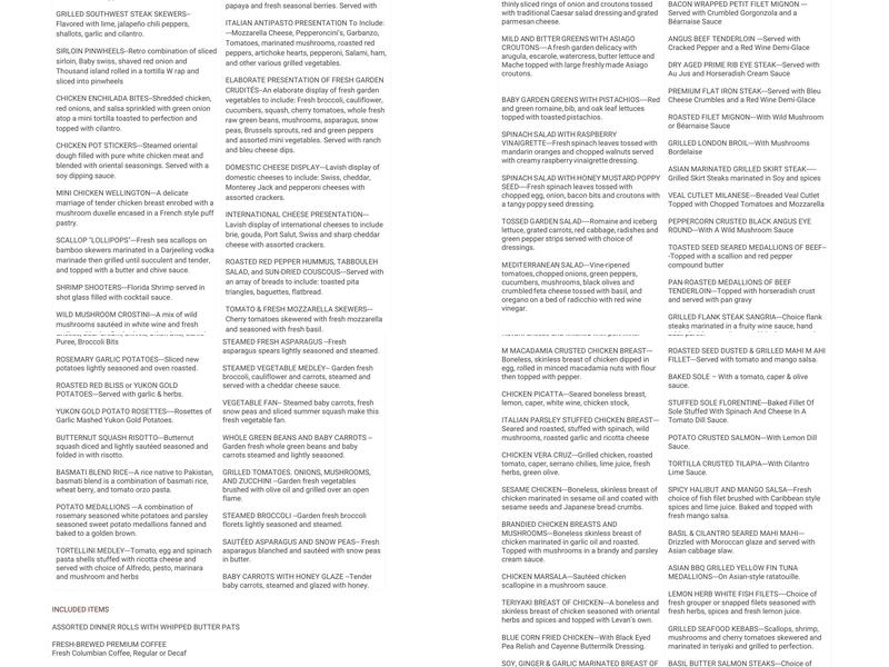 Levan's Catering Menu