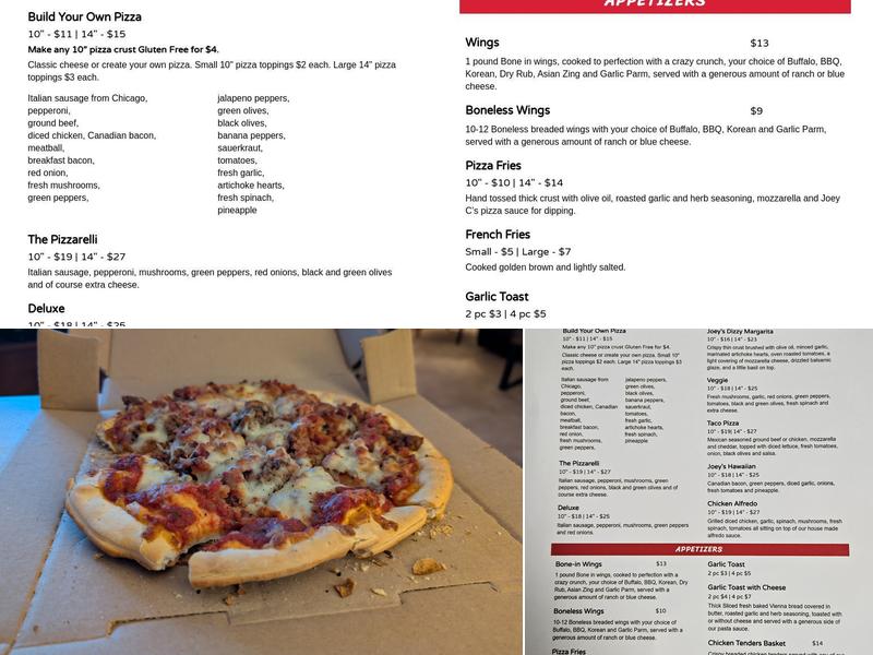 Joey C’s Pizza Menu