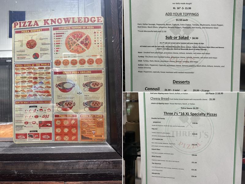 Three J's Pizza Menu