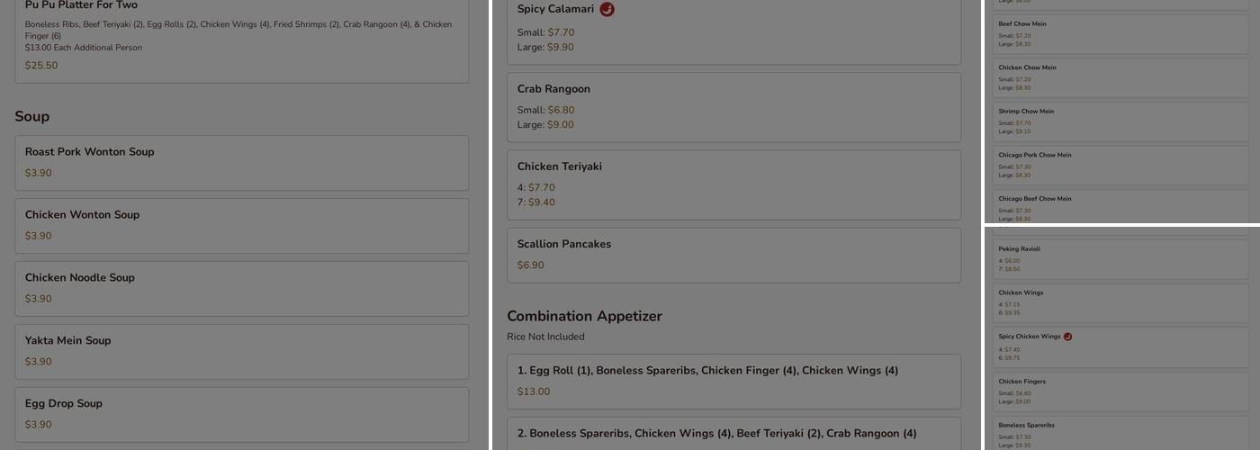 Dragon Chef Menu