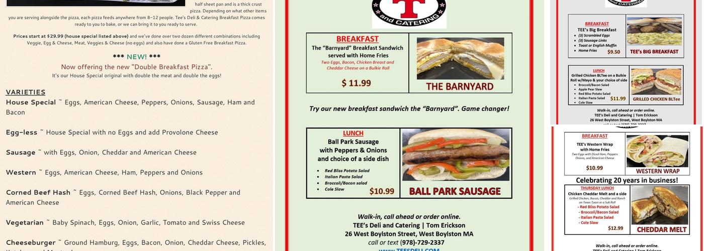 TEE's DELI & CATERING Menu