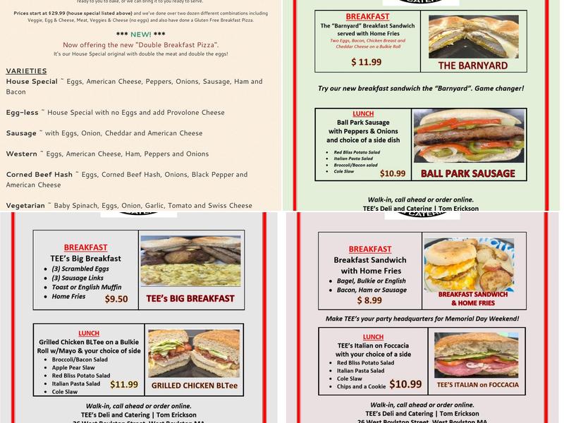 TEE's DELI & CATERING Menu