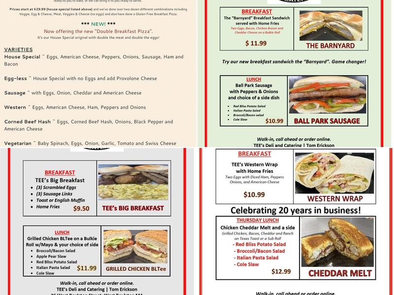 TEE's DELI & CATERING Menu