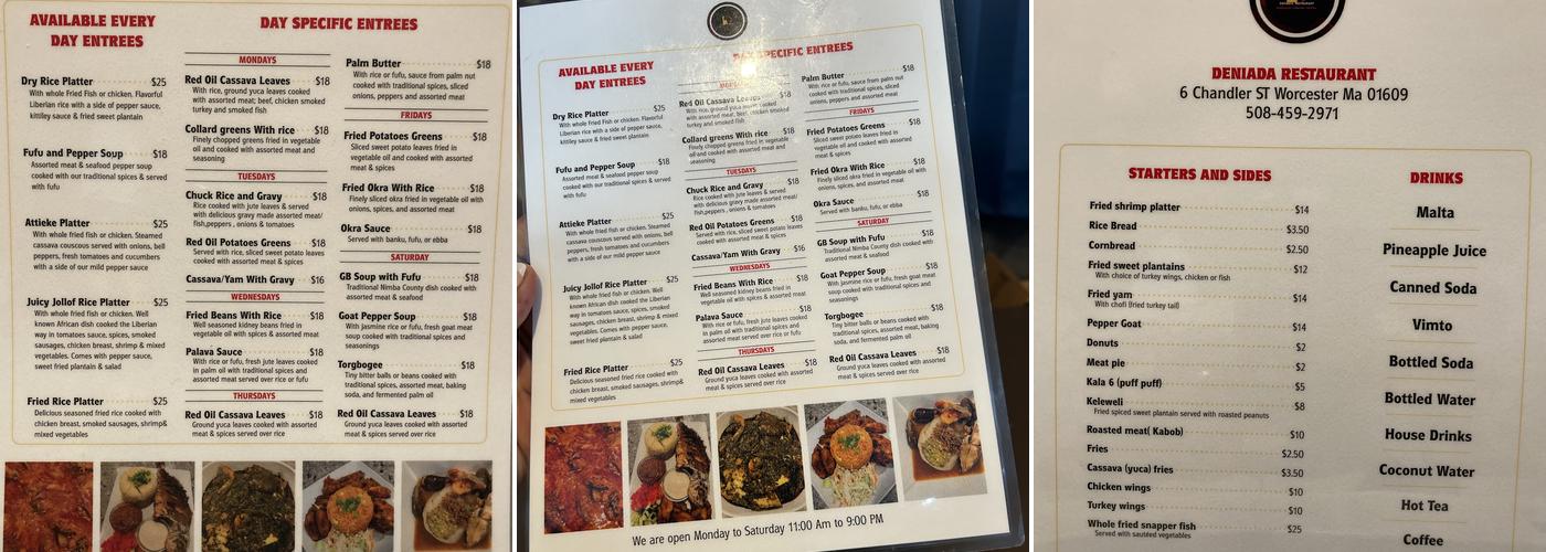 Deniada Restaurant Menu