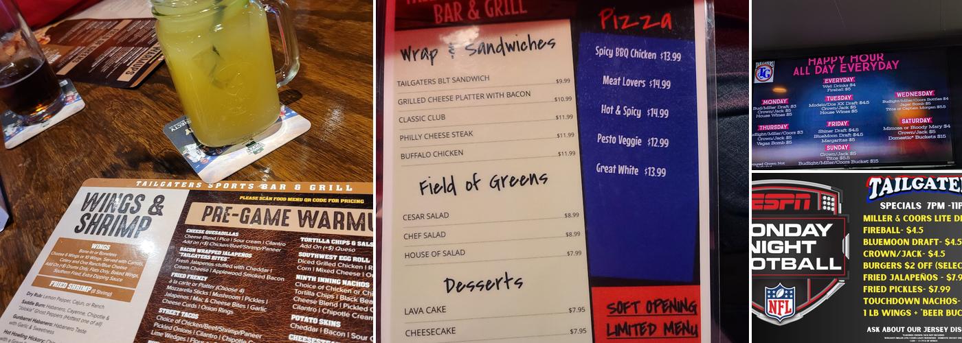 Tailgaters Wylie Menu