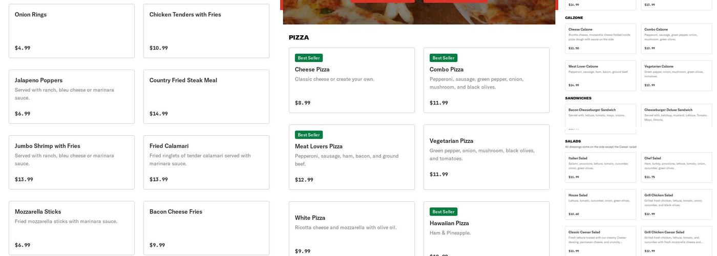 Jordan's Pizza, Subs, & Much More Menu