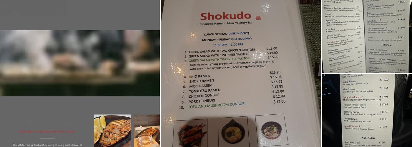 Shokudo 34 Menu