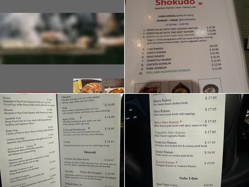 Shokudo 34 Menu