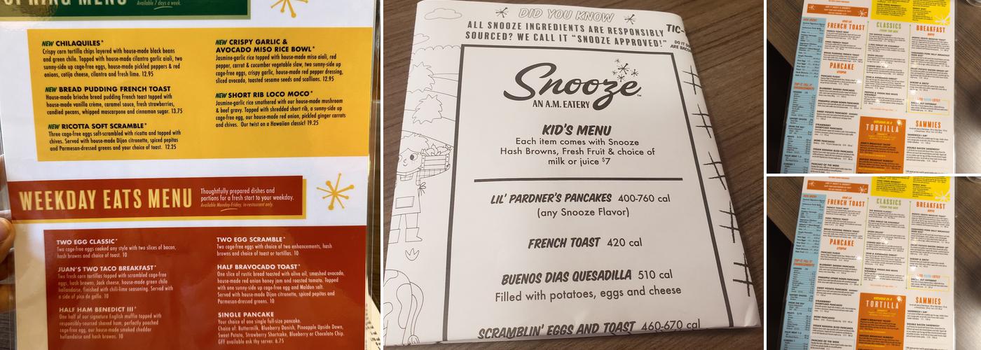 Snooze, an A.M. Eatery Menu