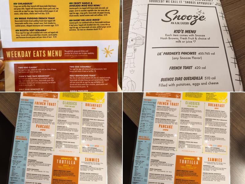 Snooze, an A.M. Eatery Menu