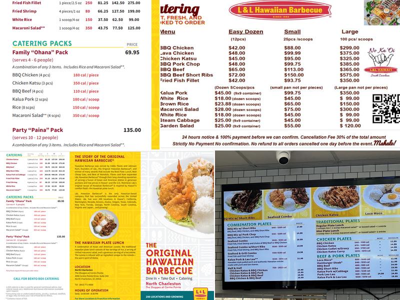 L&L Hawaiian Barbecue Charleston, SC Menu