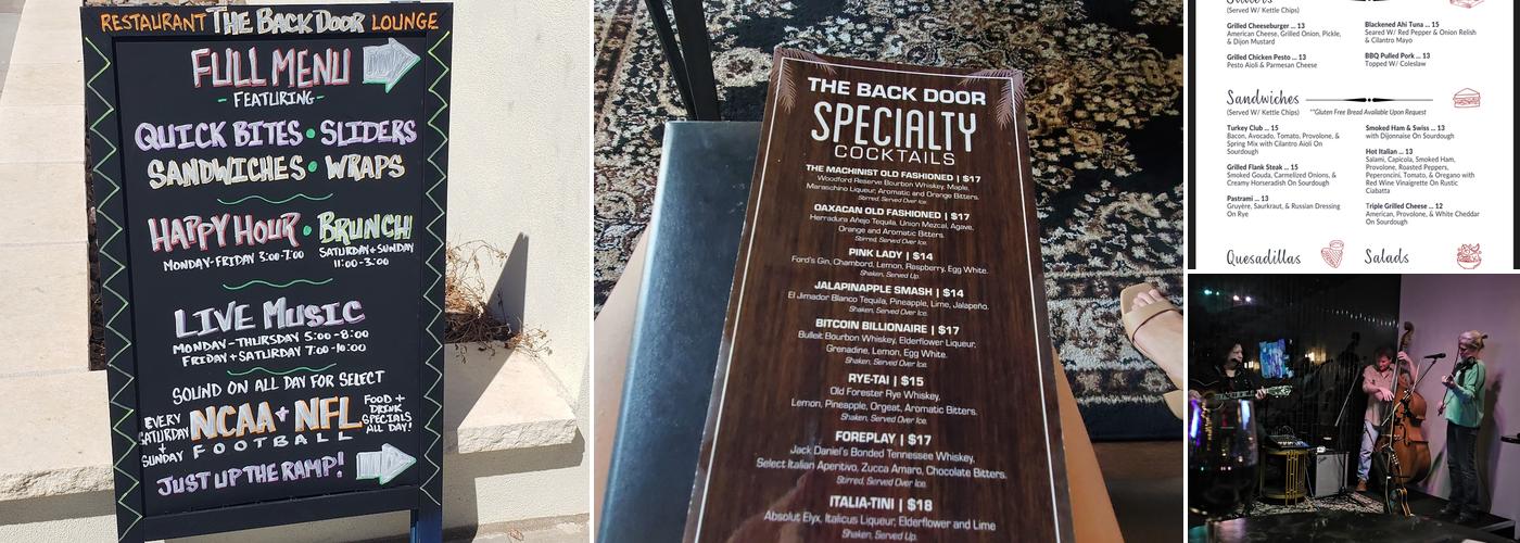 The Back Door Lounge Menu
