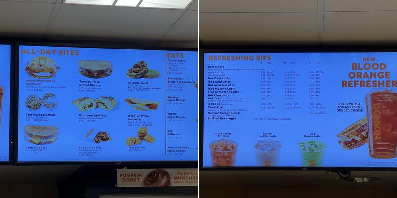 Dunkin' Menu