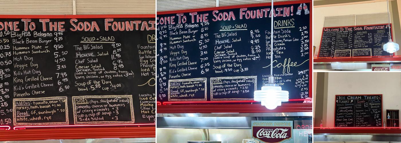 Soda Fountain Menu