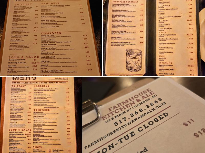 Farmhouse Kitchen & Ale Menu