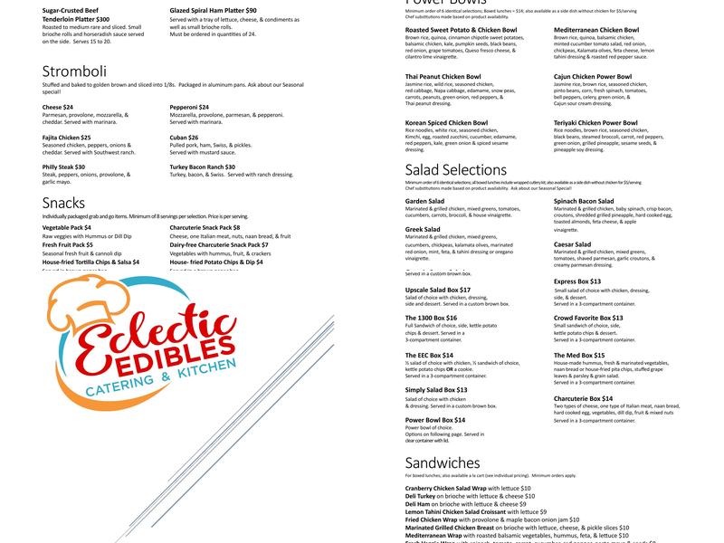 Eclectic Edibles Catering Menu