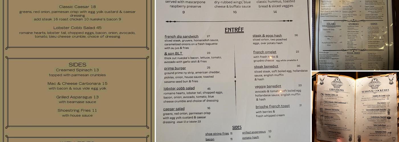 & Son Steakeasy Menu