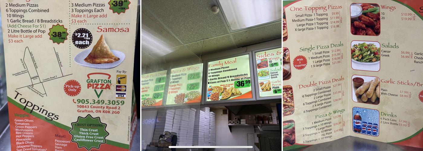Grafton Pizza Menu