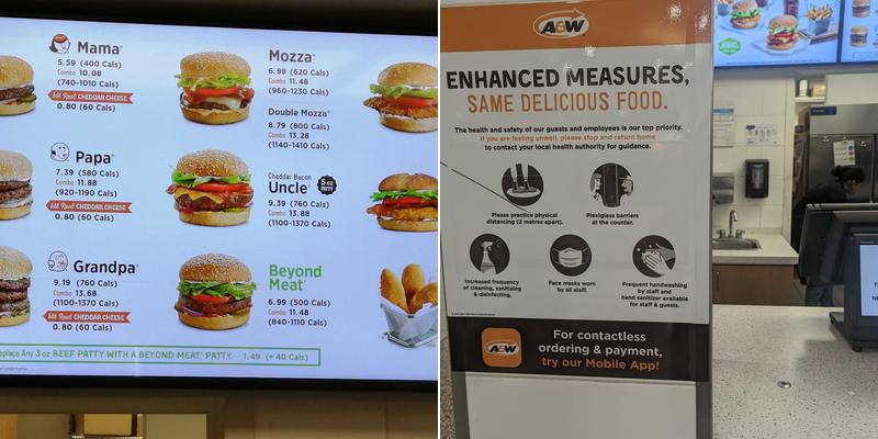 A&W Canada Menu