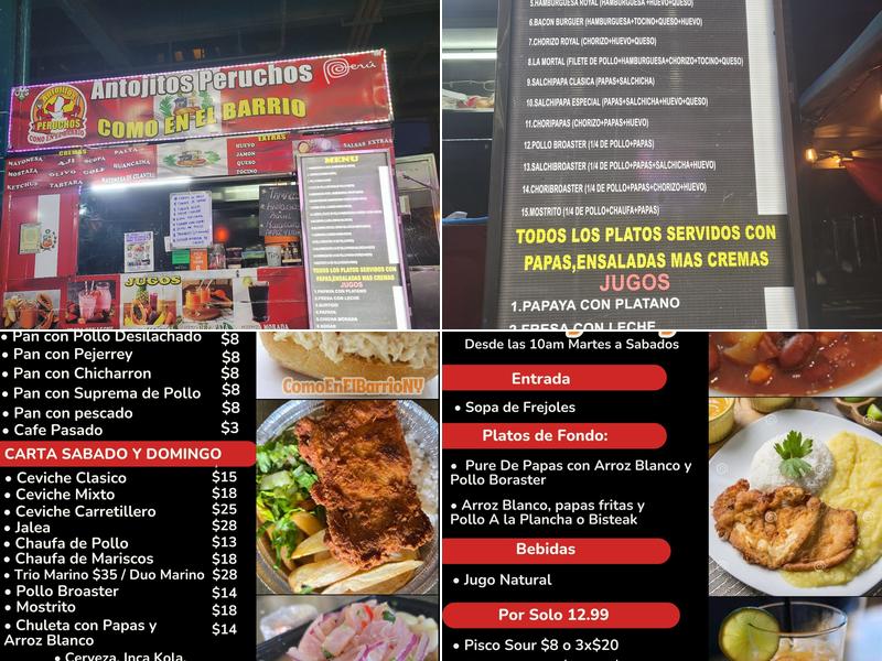 Como En El Barrio Comida Peruana Menu