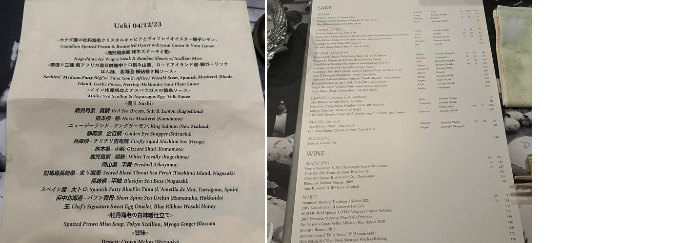 Blue Ribbon Sushi & Sake Menu